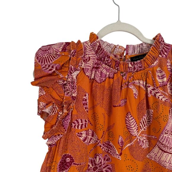 House of Harlow1960 x Nicole Richie Orange Floral Mini Dress Preppy Womens Small - Picture 2 of 9